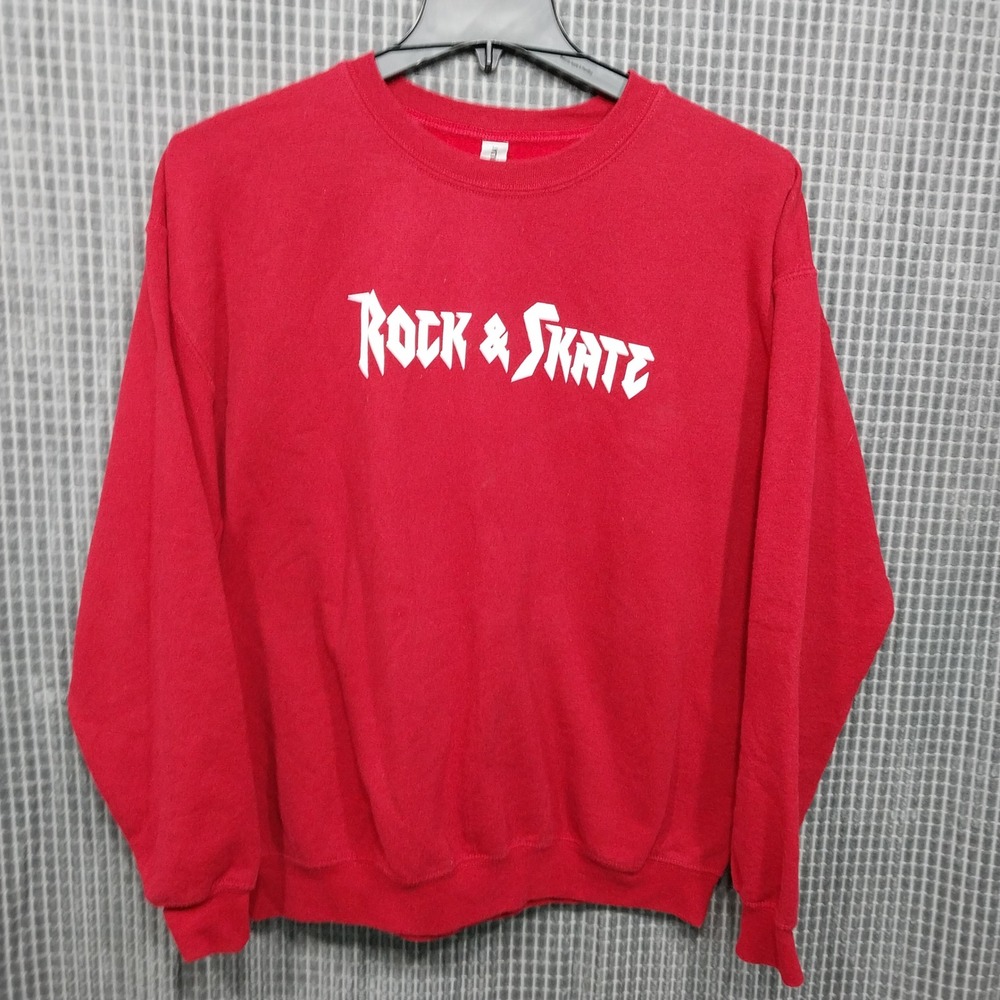Rock & Skate Sweatshirt Mens Graphic Heavy Blend Large Red Gildan